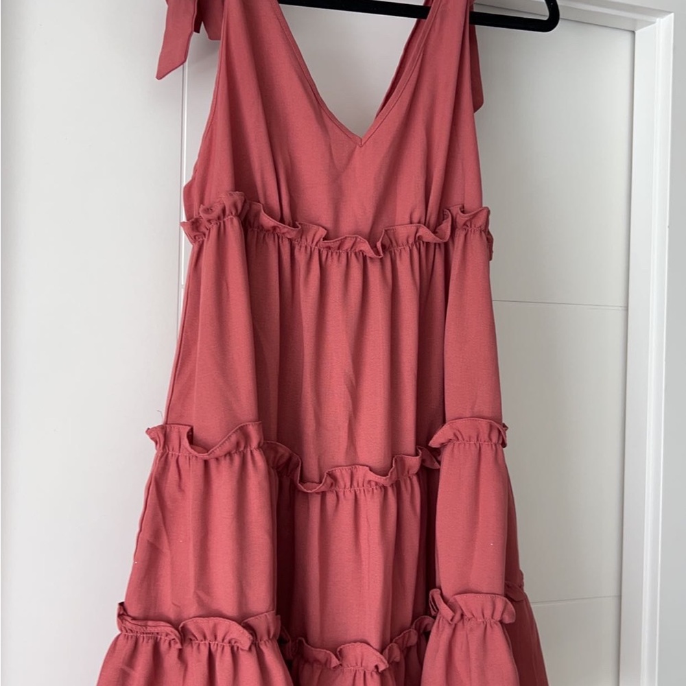 Ruffled Pink Sleeveless Dress